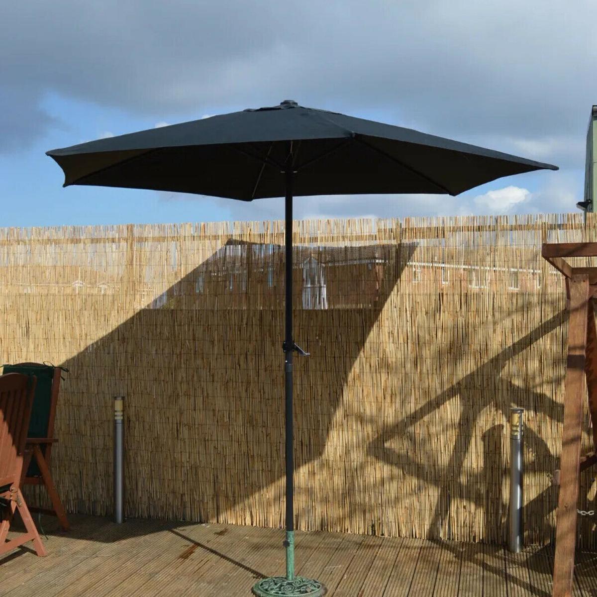 2.7m Black Garden Wind Up Parasol - Black – image 5