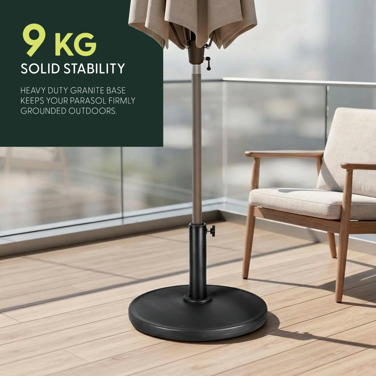 Cast Iron Effect Parasol Base - Black (Plain) / 9kg – image 4