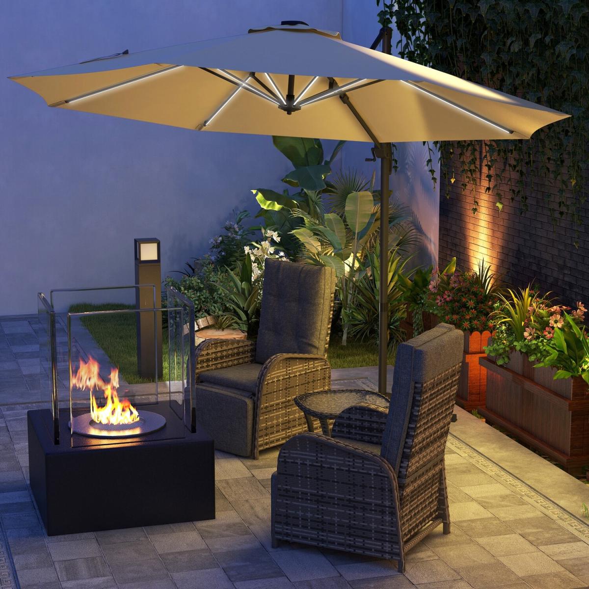 3(m) LED Cantilever Parasol Adjustable 84D-110V03KK - Khaki