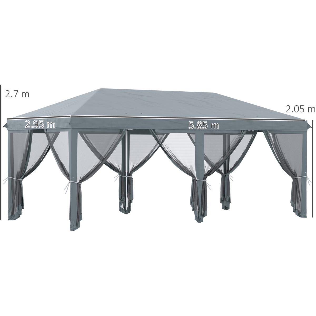 Garden Outdoor Metal Gazebo Pop Up Tent Mesh Screen - Grey / 585cm – image 2