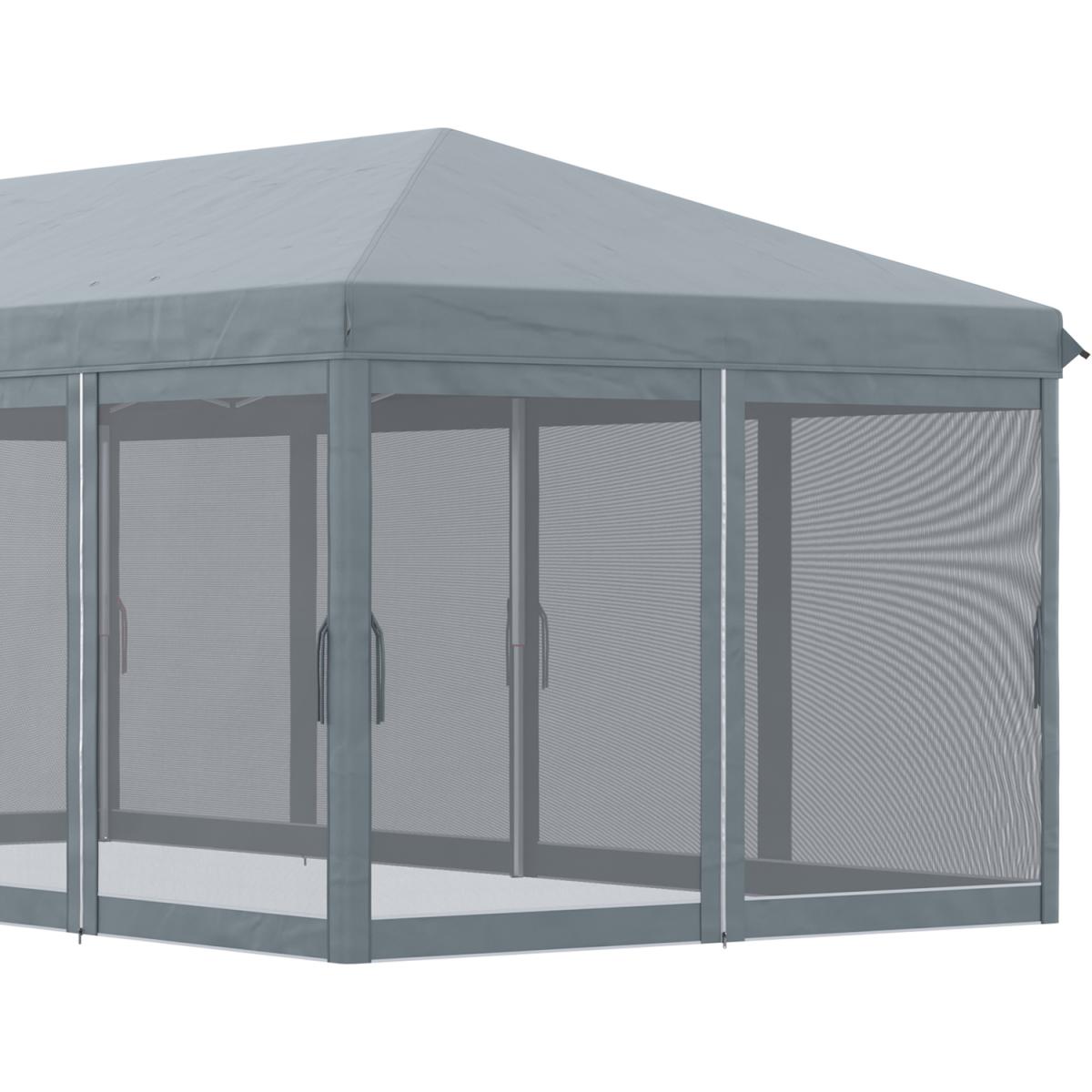 Garden Outdoor Metal Gazebo Pop Up Tent Mesh Screen - Grey / 585cm – image 7