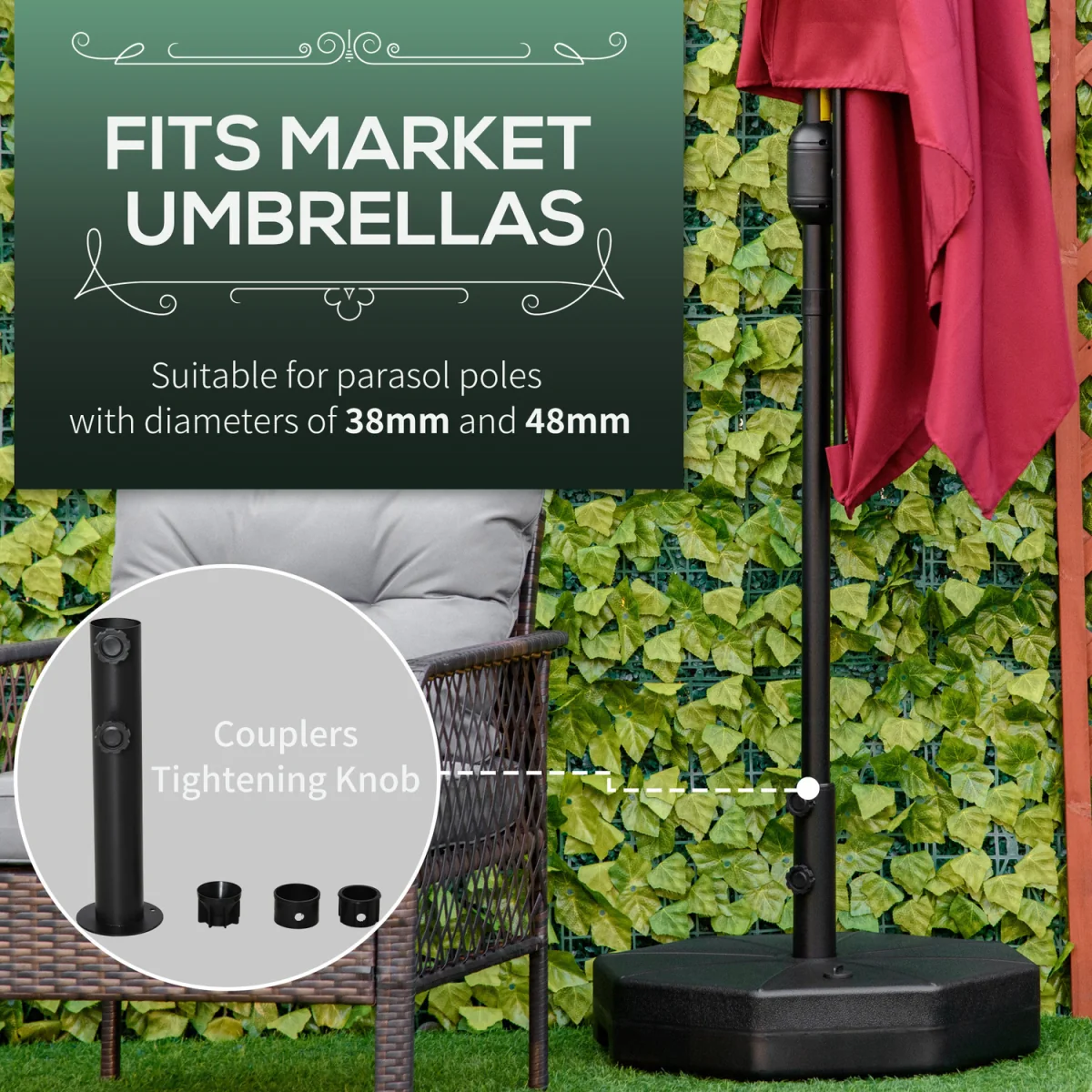 Octagonal Garden Parasol Base - Black – image 3
