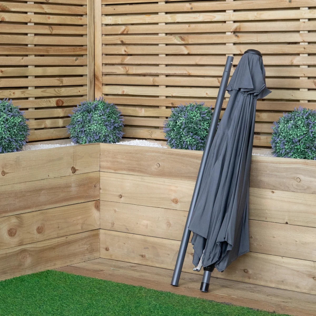 2m Outdoor Garden Parasol Sun Shade with Crank Handle in Grey - Grey – image 3