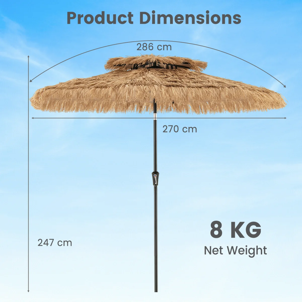 Portable Hawaiian Style Umbrella - Brown – image 3