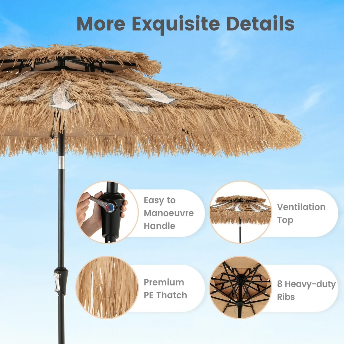 Portable Hawaiian Style Umbrella - Brown – image 5