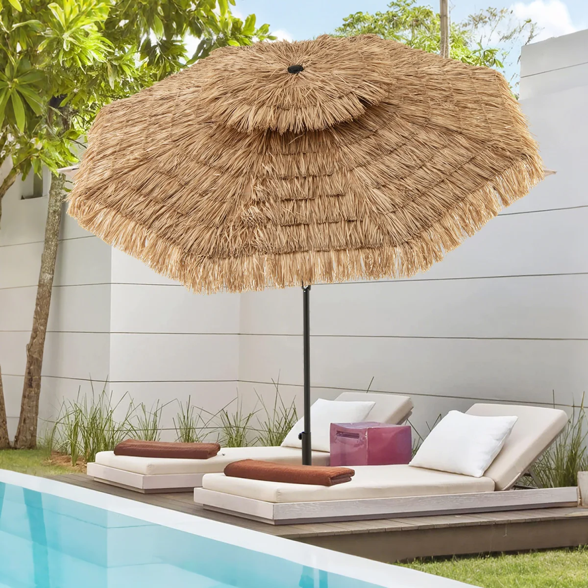 Portable Hawaiian Style Umbrella - Brown – image 8