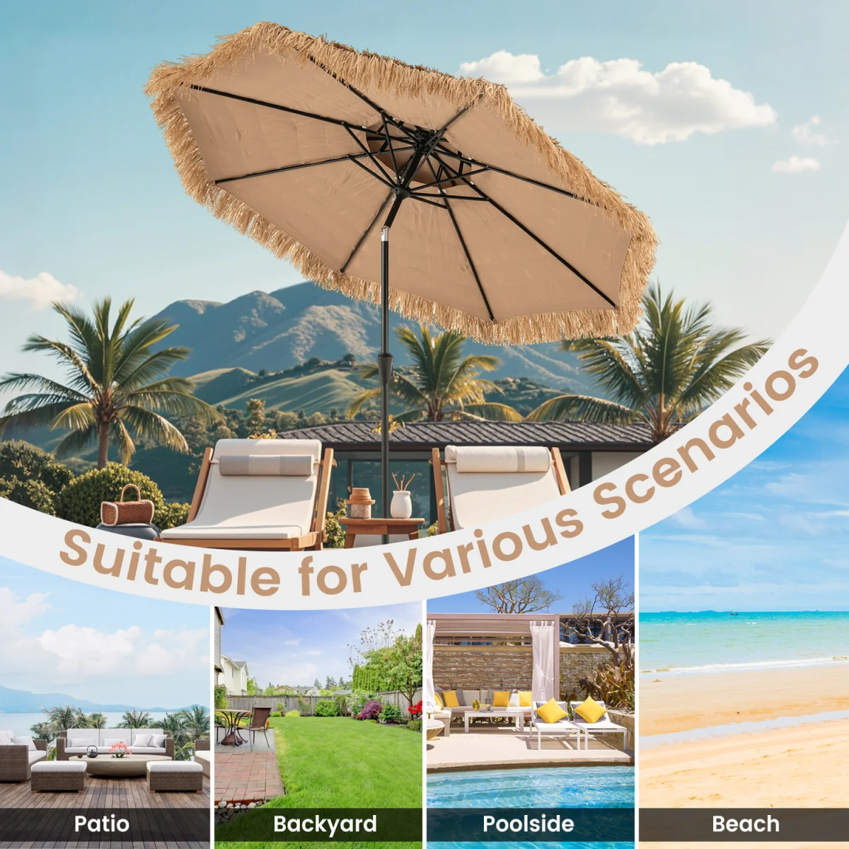 Portable Hawaiian Style Umbrella - Brown – image 9