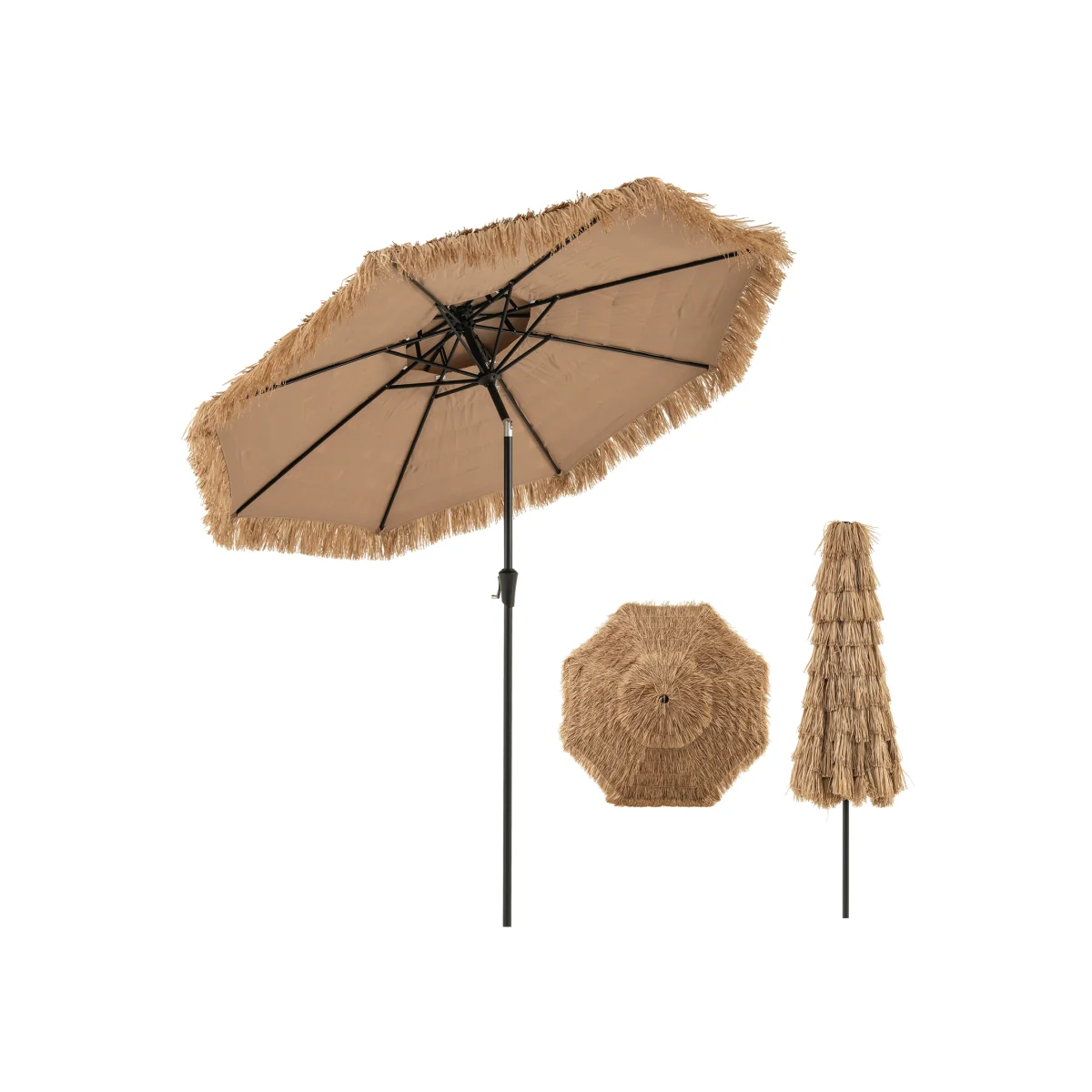 Portable Hawaiian Style Umbrella - Brown – image 1