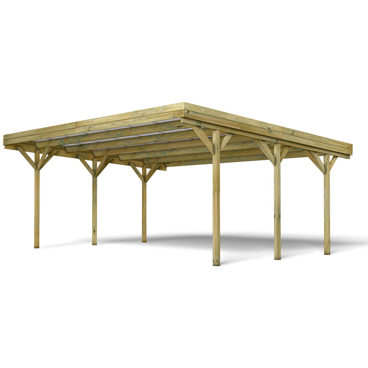 Jean Double Wooden Carport Gazebo 6m x 5m - Natural – image 2