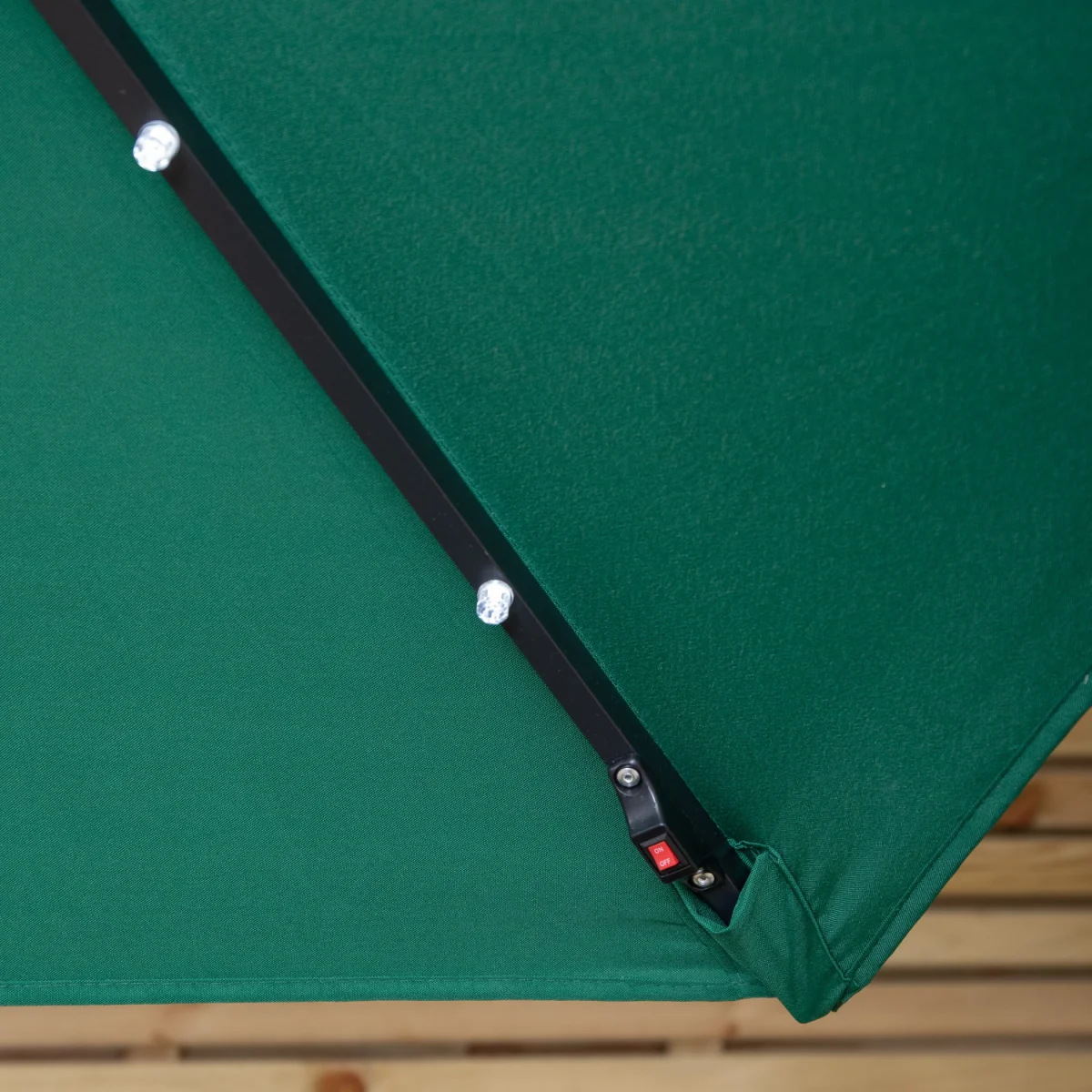 Solar Powered Cantilever Lit Parasol with Crank Handle & White LED Lights in Green with Base Bag - Green – image 6