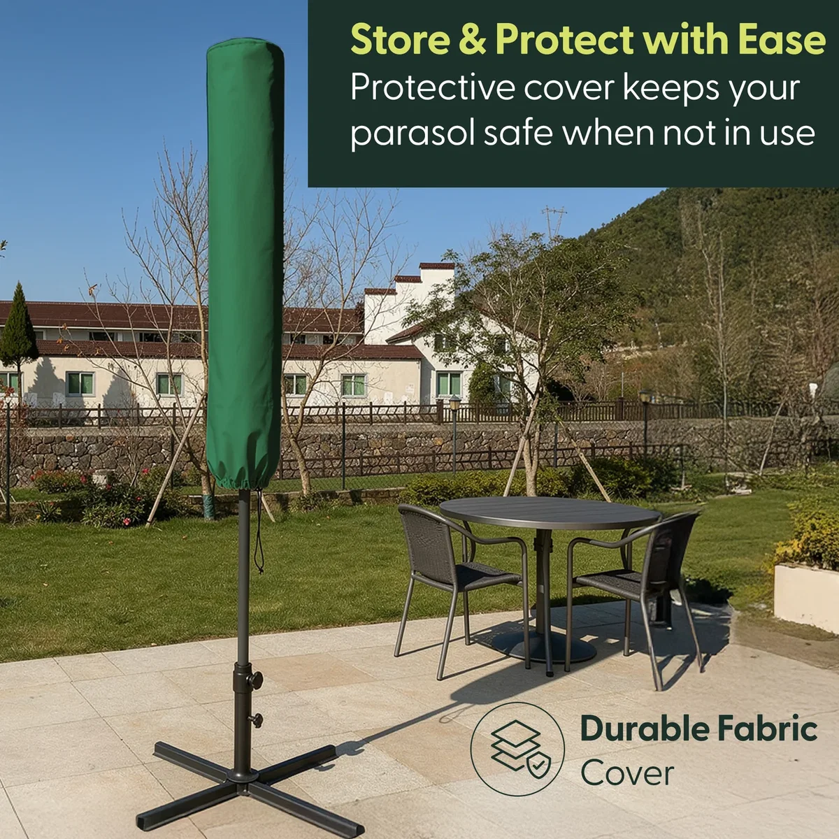 3M Cantilever Garden Parasol with Cover - Green – image 8