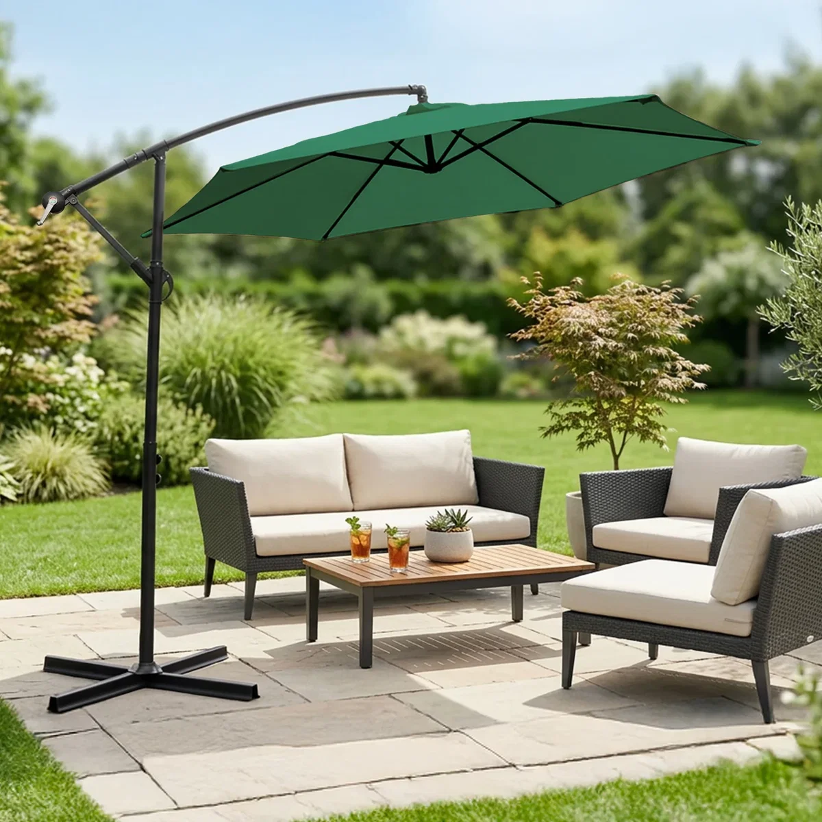 3M Cantilever Garden Parasol with Cover - Green – image 10