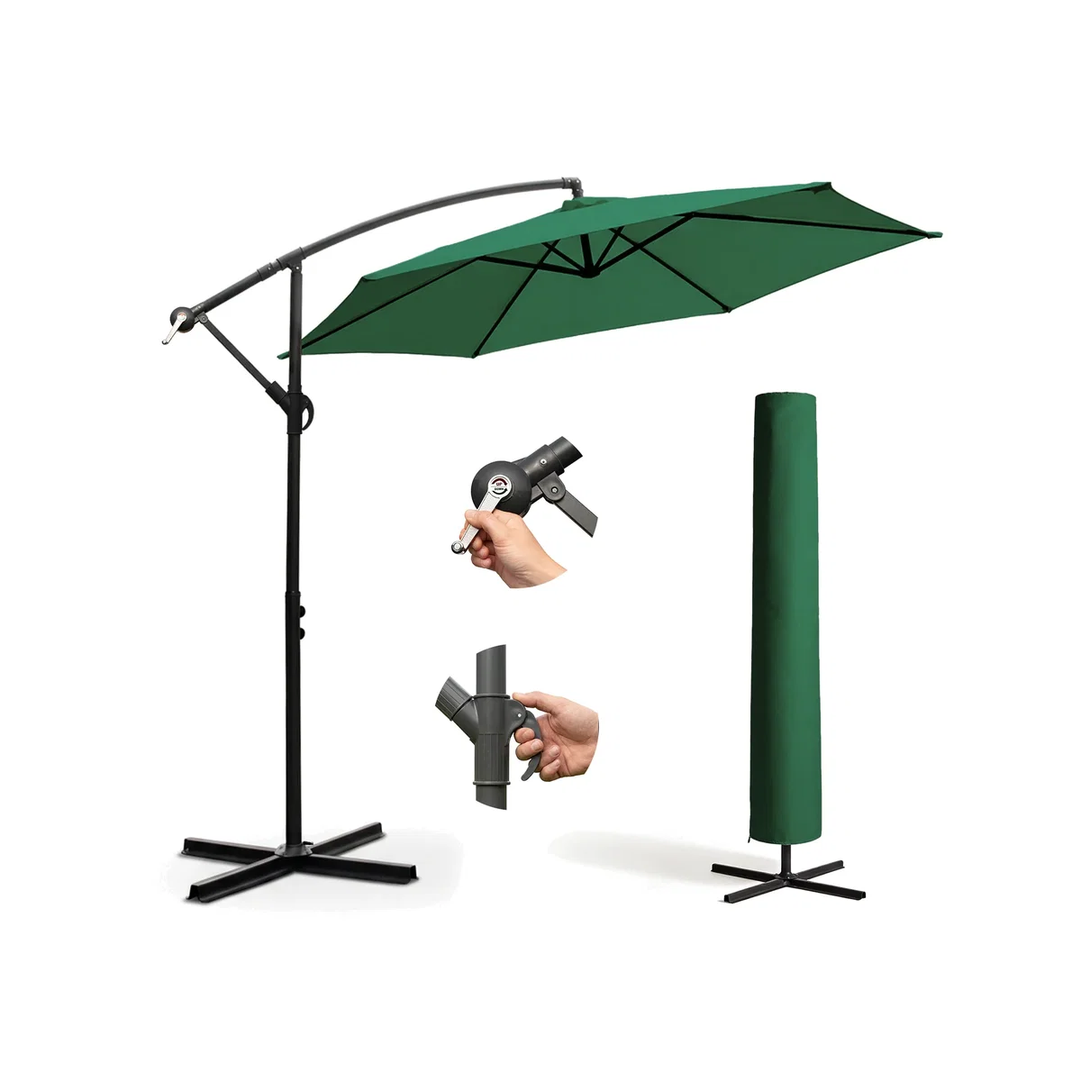 3M Cantilever Garden Parasol with Cover - Green – image 1