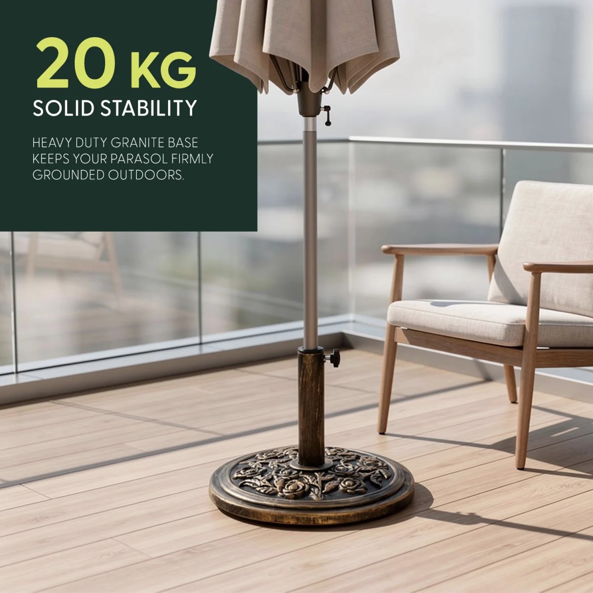 Cast Iron Effect Parasol Base - Bronze / 20kg – image 4