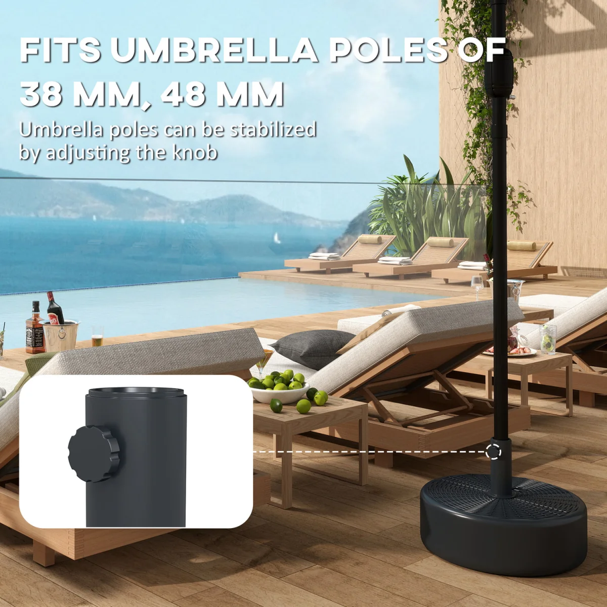 Outsunny Parasol Base 22kg Sand Filled - Black – image 4