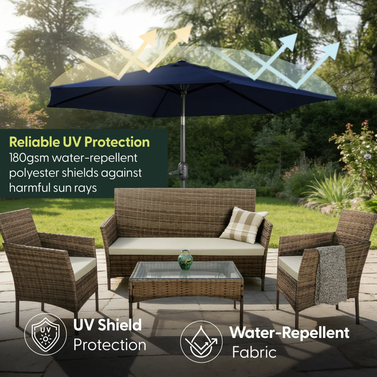 2.3M Tilting Parasol Umbrella - Blue – image 2