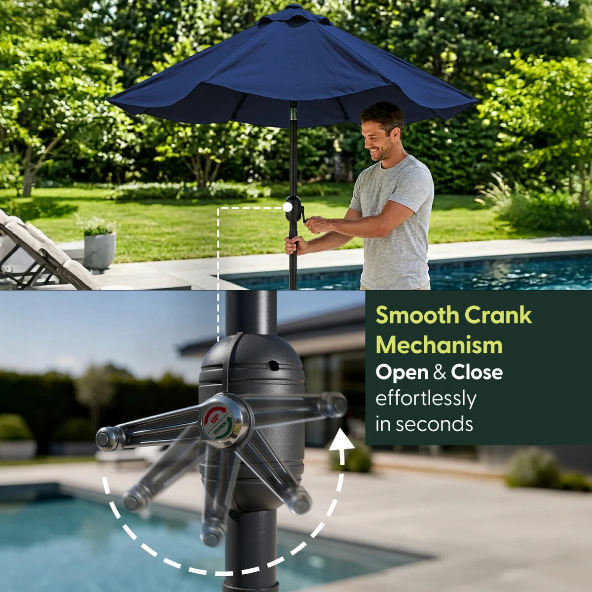 2.3M Tilting Parasol Umbrella - Blue – image 4