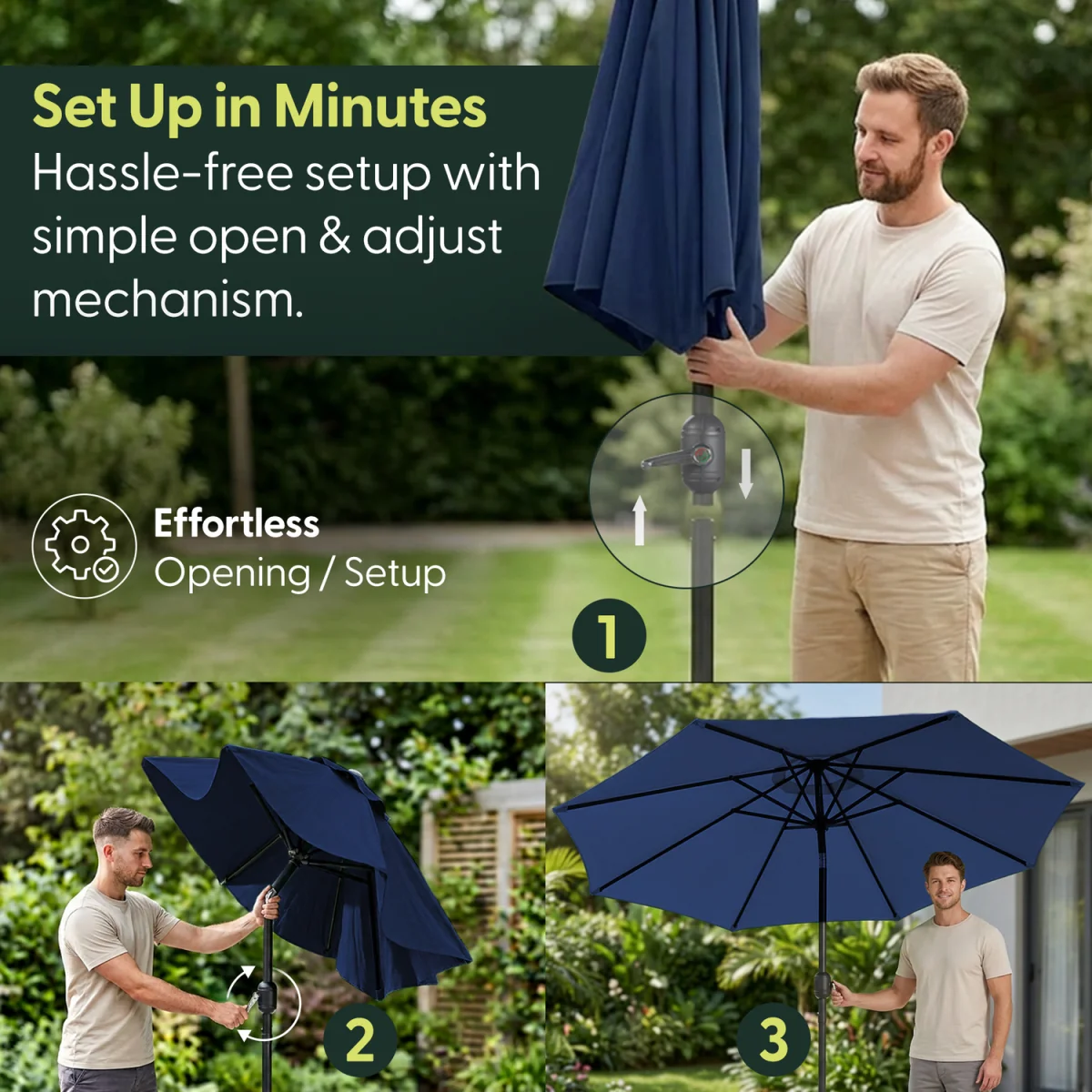 2.3M Tilting Parasol Umbrella - Blue – image 6