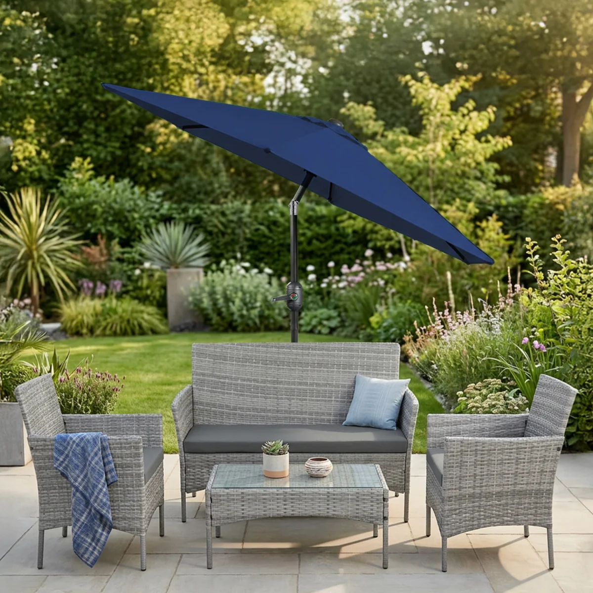 2.3M Tilting Parasol Umbrella - Blue – image 9