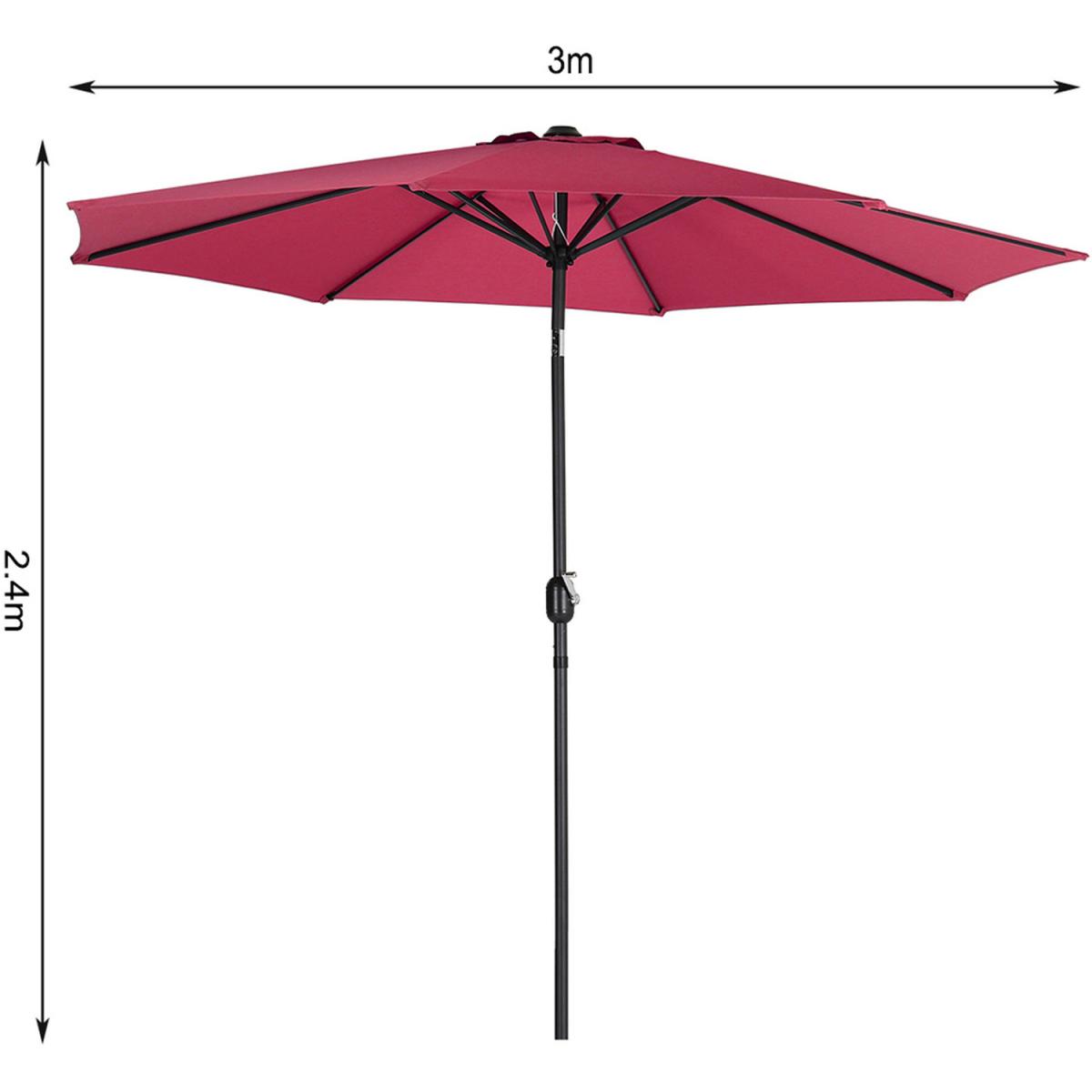 3M Traditional Parasol with Square Plastic Base - Wine Red – image 6