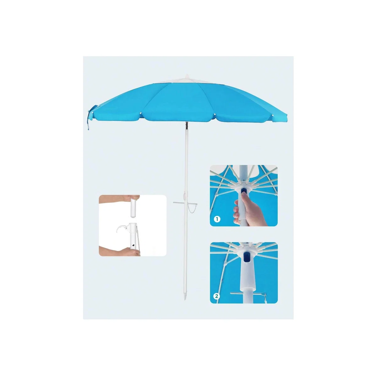 SONGMICS Tilt Garden Parasol with Storage, Patio Umbrella - Blue