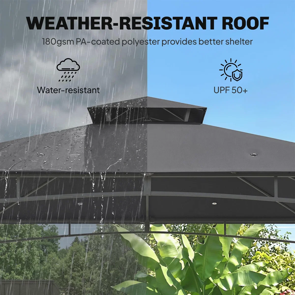 Outsunny¿3 x 3 m Gazebo, Outdoor Gazebo Canopy with 2-Tier Roof - Dark Grey – image 4