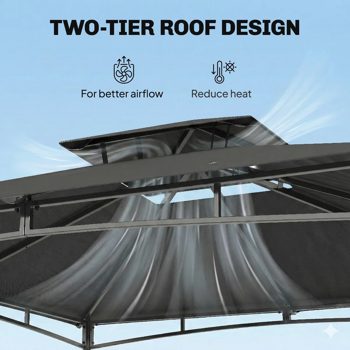 Outsunny¿3 x 3 m Gazebo, Outdoor Gazebo Canopy with 2-Tier Roof - Dark Grey – image 5
