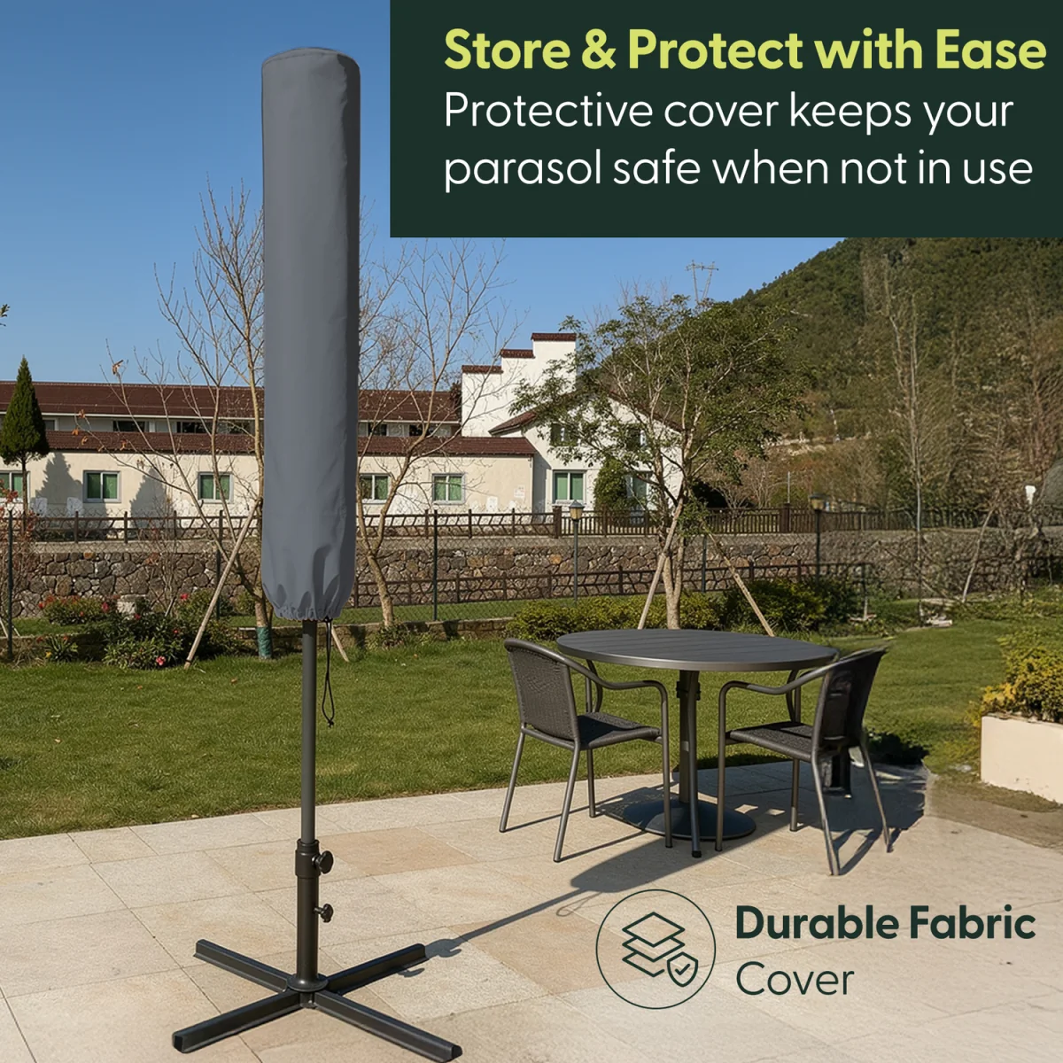 3M Cantilever Garden Parasol with Cover - Grey – image 9