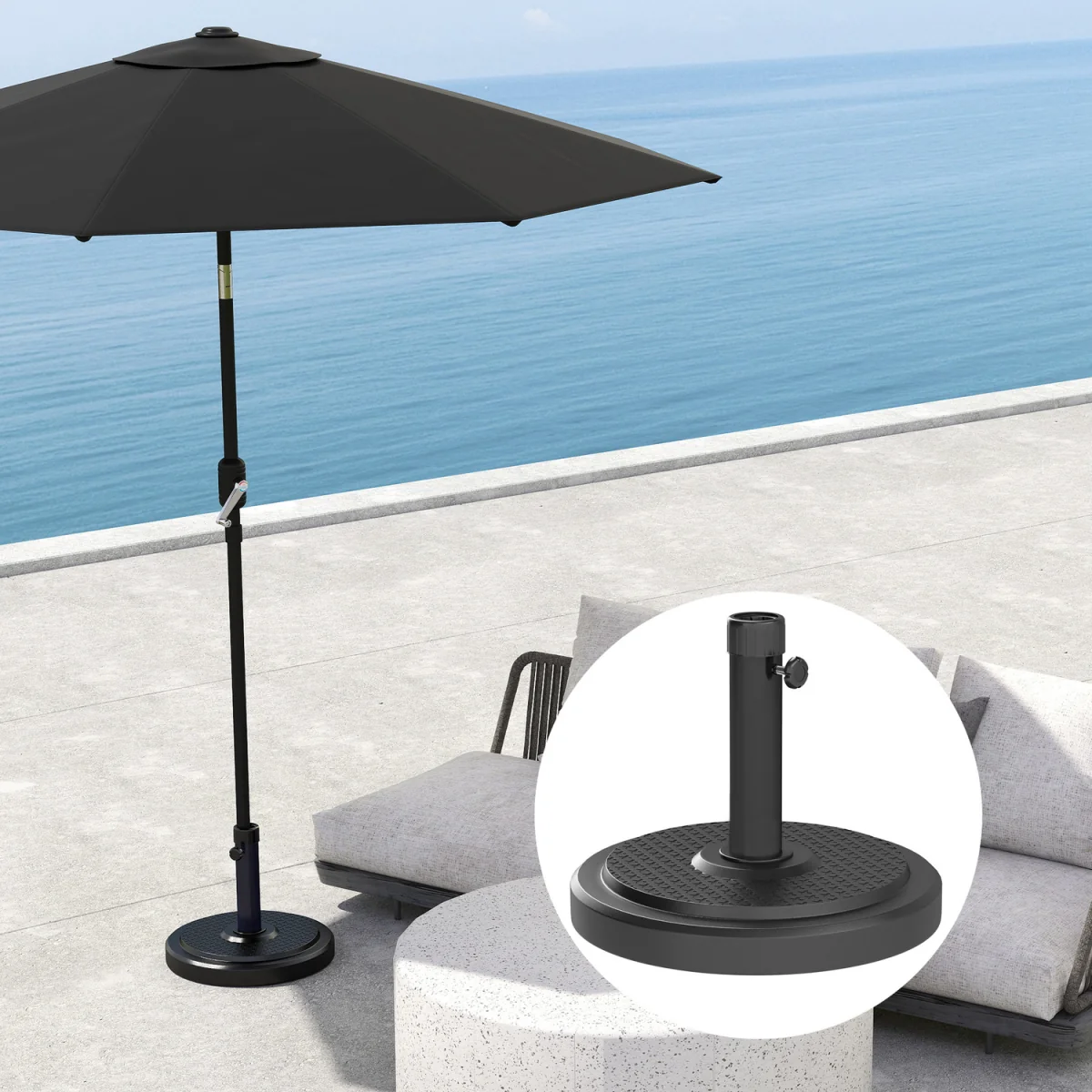 Outsunny 22kg Garden Parasol Base - Black – image 4