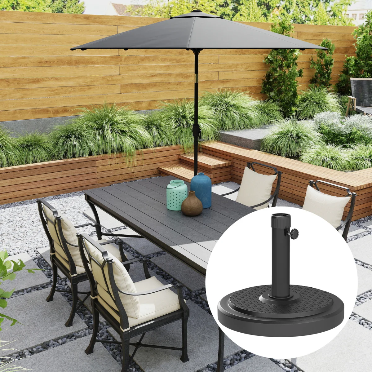 Outsunny 22kg Garden Parasol Base - Black – image 5