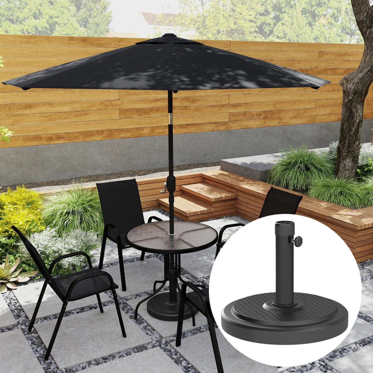 Outsunny 22kg Garden Parasol Base - Black – image 6