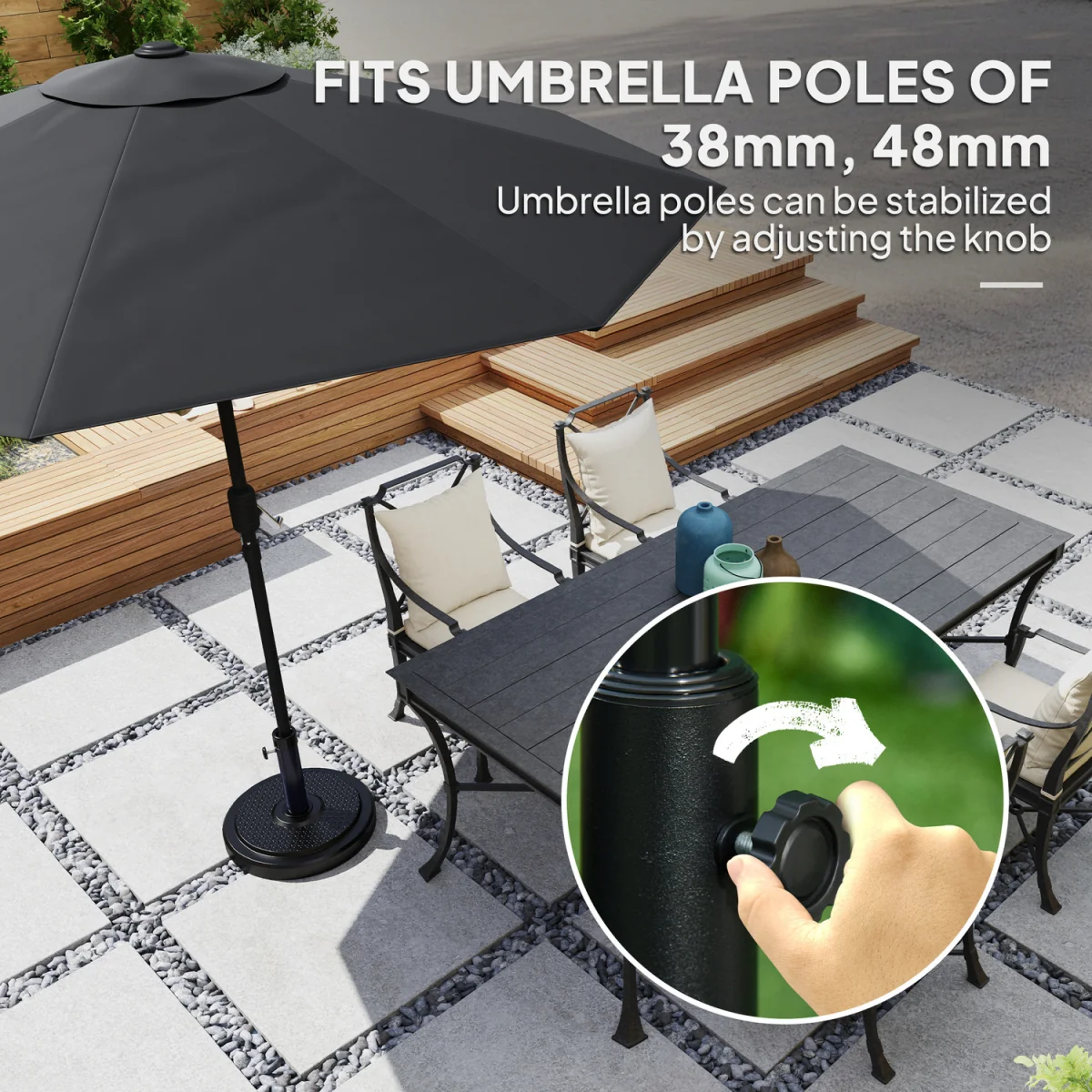 Outsunny 22kg Garden Parasol Base - Black – image 8