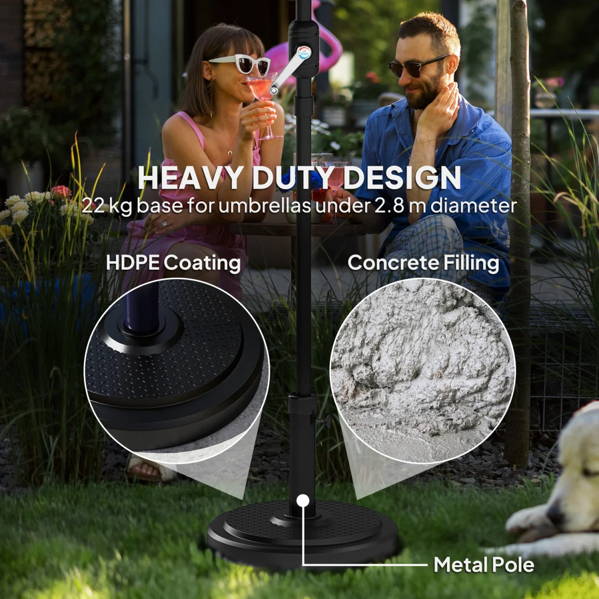Outsunny 22kg Garden Parasol Base - Black – image 9