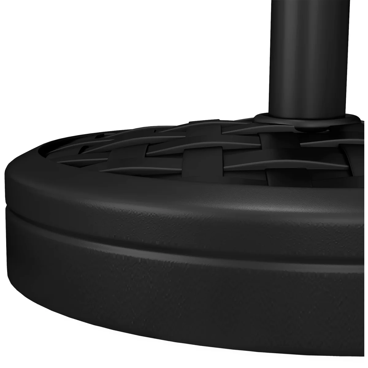 18kg Concrete Parasol Base with Rattan Effect Round Umbrella Stand - Black – image 3