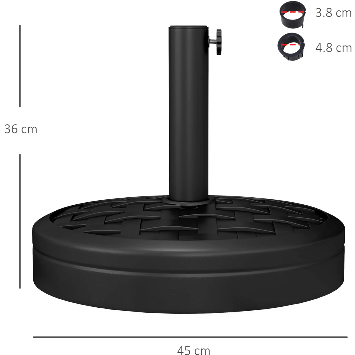 18kg Concrete Parasol Base with Rattan Effect Round Umbrella Stand - Black – image 5