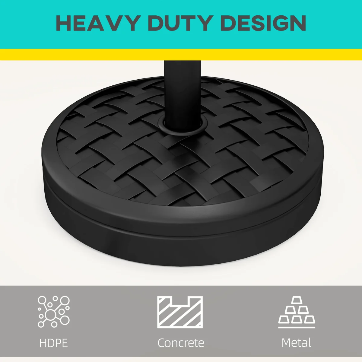 18kg Concrete Parasol Base with Rattan Effect Round Umbrella Stand - Black – image 7
