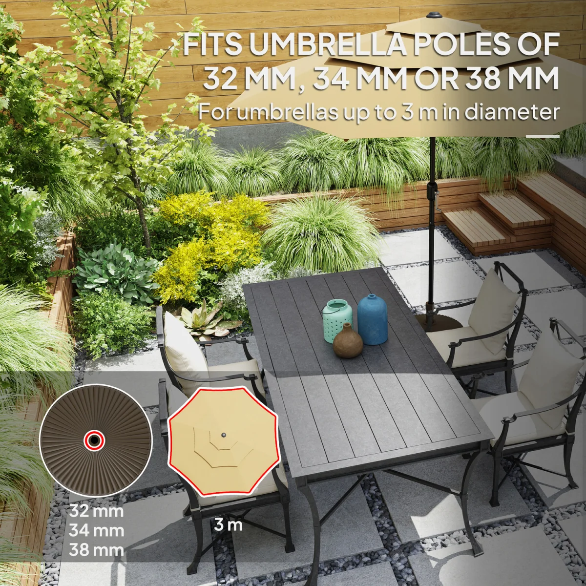 Outsunny 28kg Sand Filled, 23kg Water Filled, Garden Parasol Base - Brown – image 4