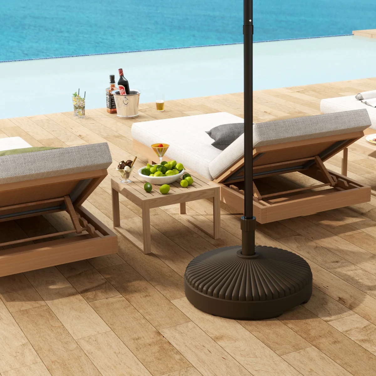 Outsunny 28kg Sand Filled, 23kg Water Filled, Garden Parasol Base - Brown – image 6