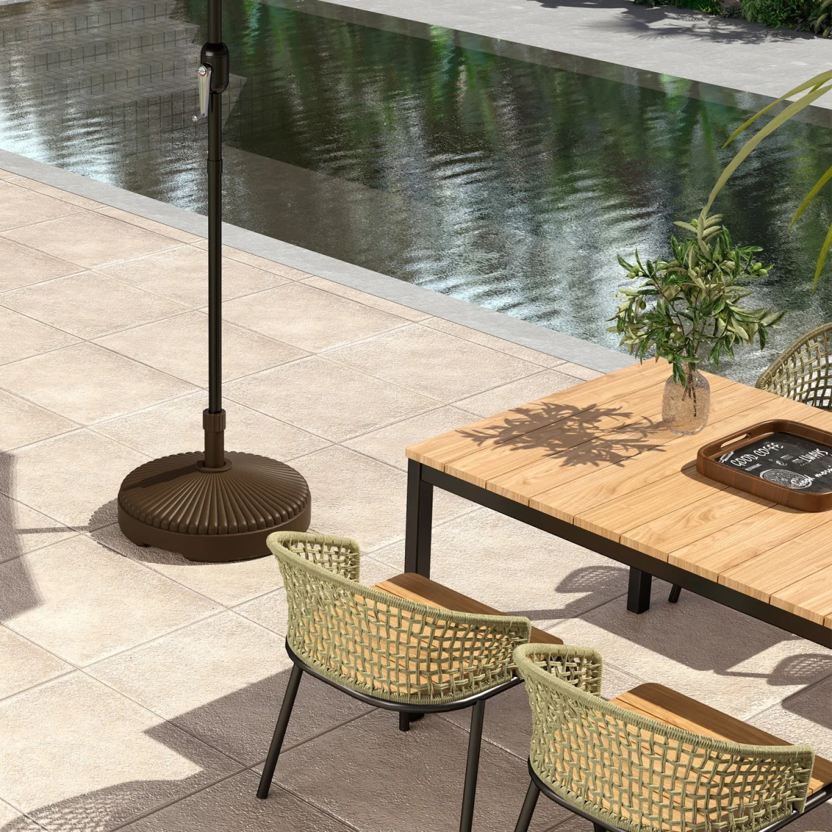 Outsunny 28kg Sand Filled, 23kg Water Filled, Garden Parasol Base - Brown – image 9