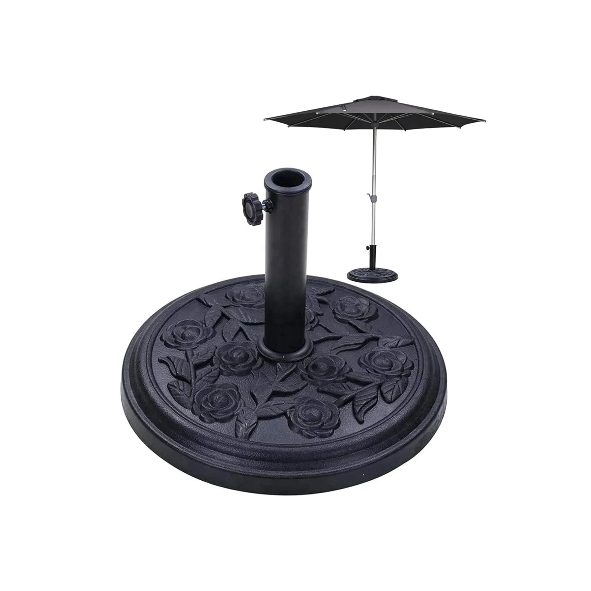 Floral Rose Parasol Base - Black – image 1
