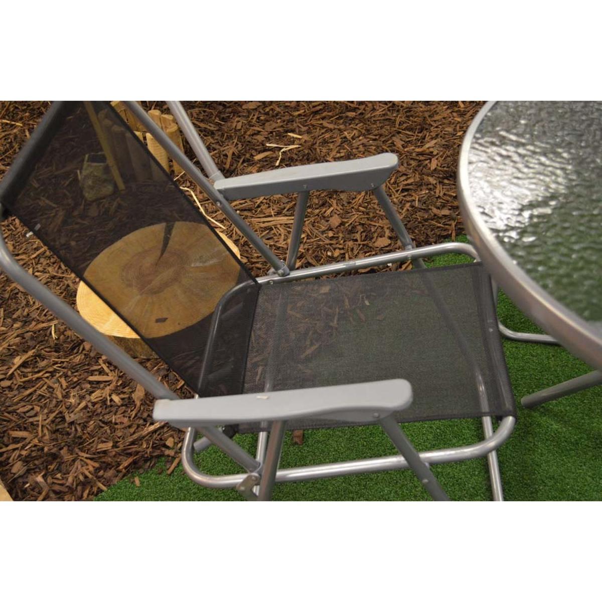4 Person Textoline Garden Furniture Patio Set 4 Chairs and Parasol - Grey – image 3