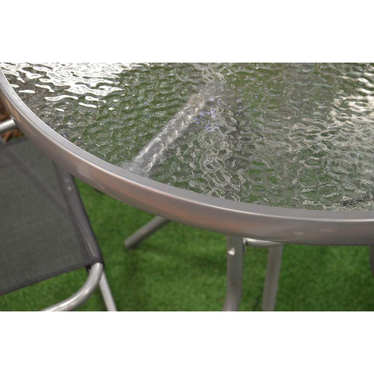 4 Person Textoline Garden Furniture Patio Set 4 Chairs and Parasol - Grey – image 4
