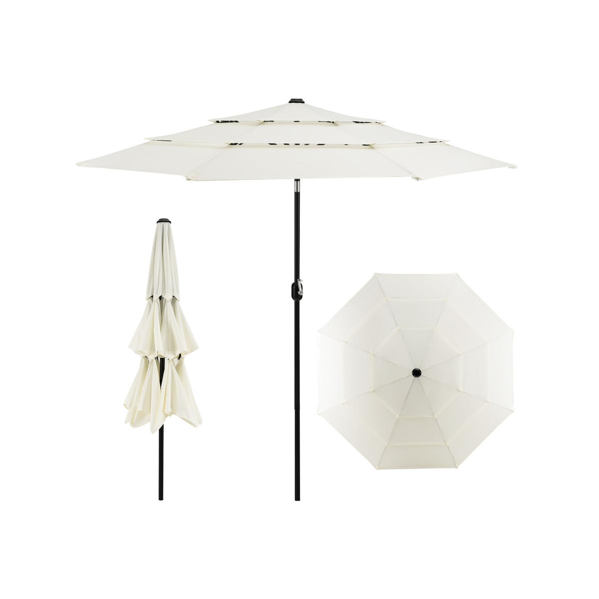 3-Tier Patio Parasol Double Vented Umbrella - White