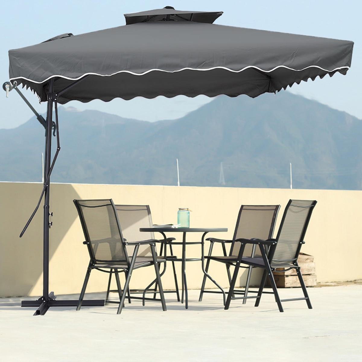 Outdoor Bistro Set with 2.5M Parasol - Grey – image 1