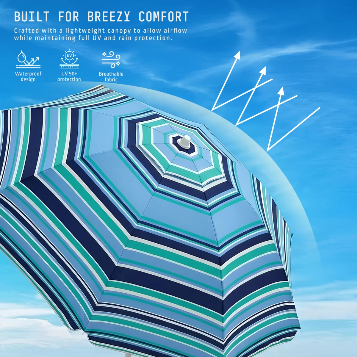Beach Umbrella with Bag - Multi Blue / 160cm – image 11