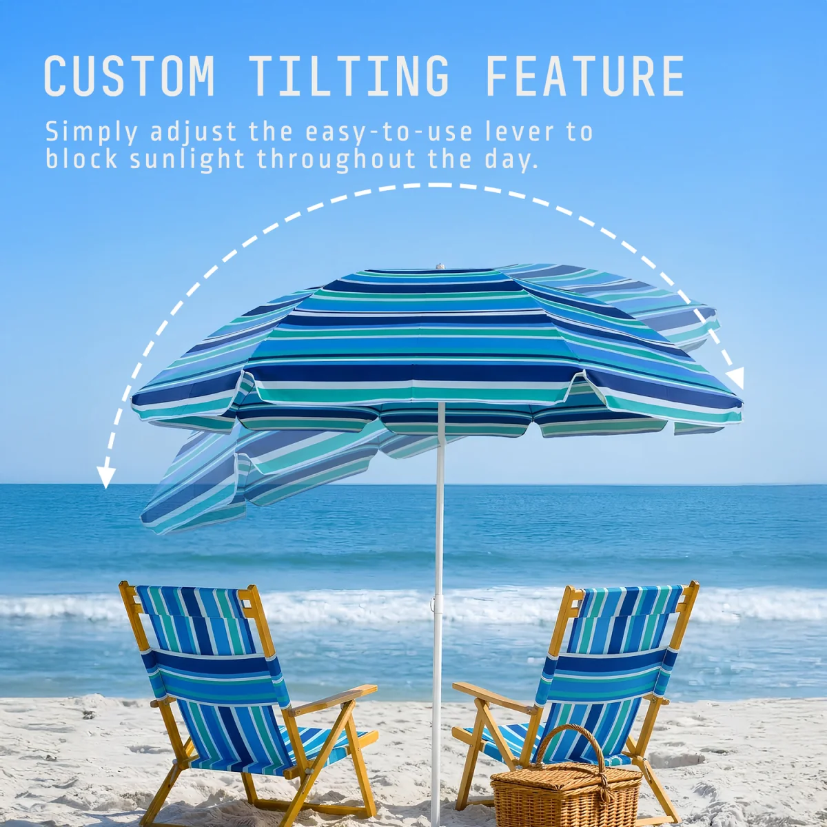 Beach Umbrella with Bag - Multi Blue / 160cm – image 12