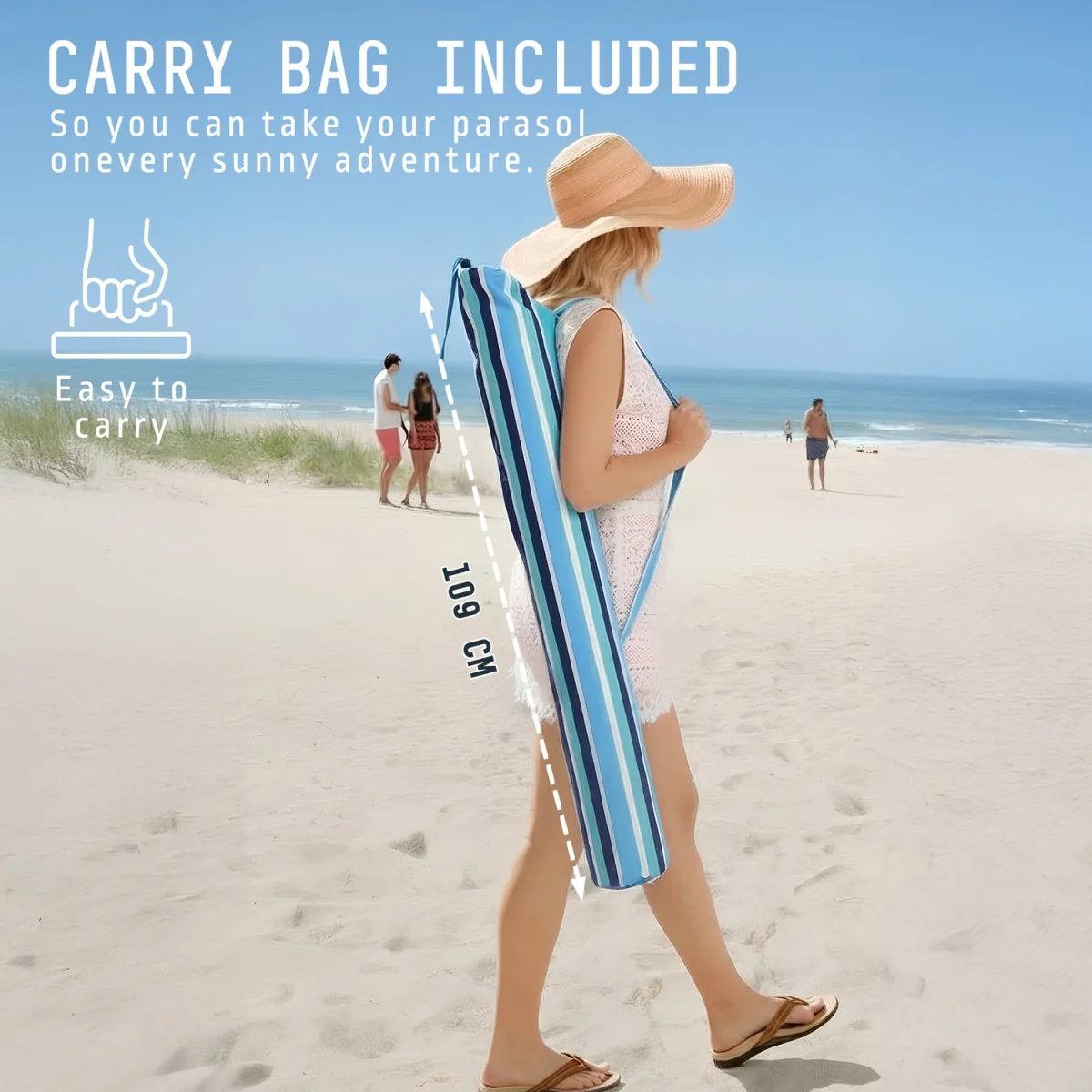 Beach Umbrella with Bag - Multi Blue / 160cm – image 14