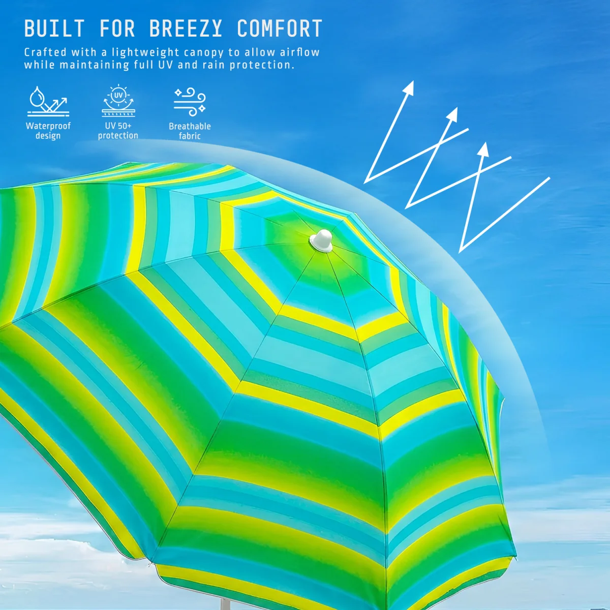 Beach Umbrella with Bag - Multi Blue / 160cm – image 5