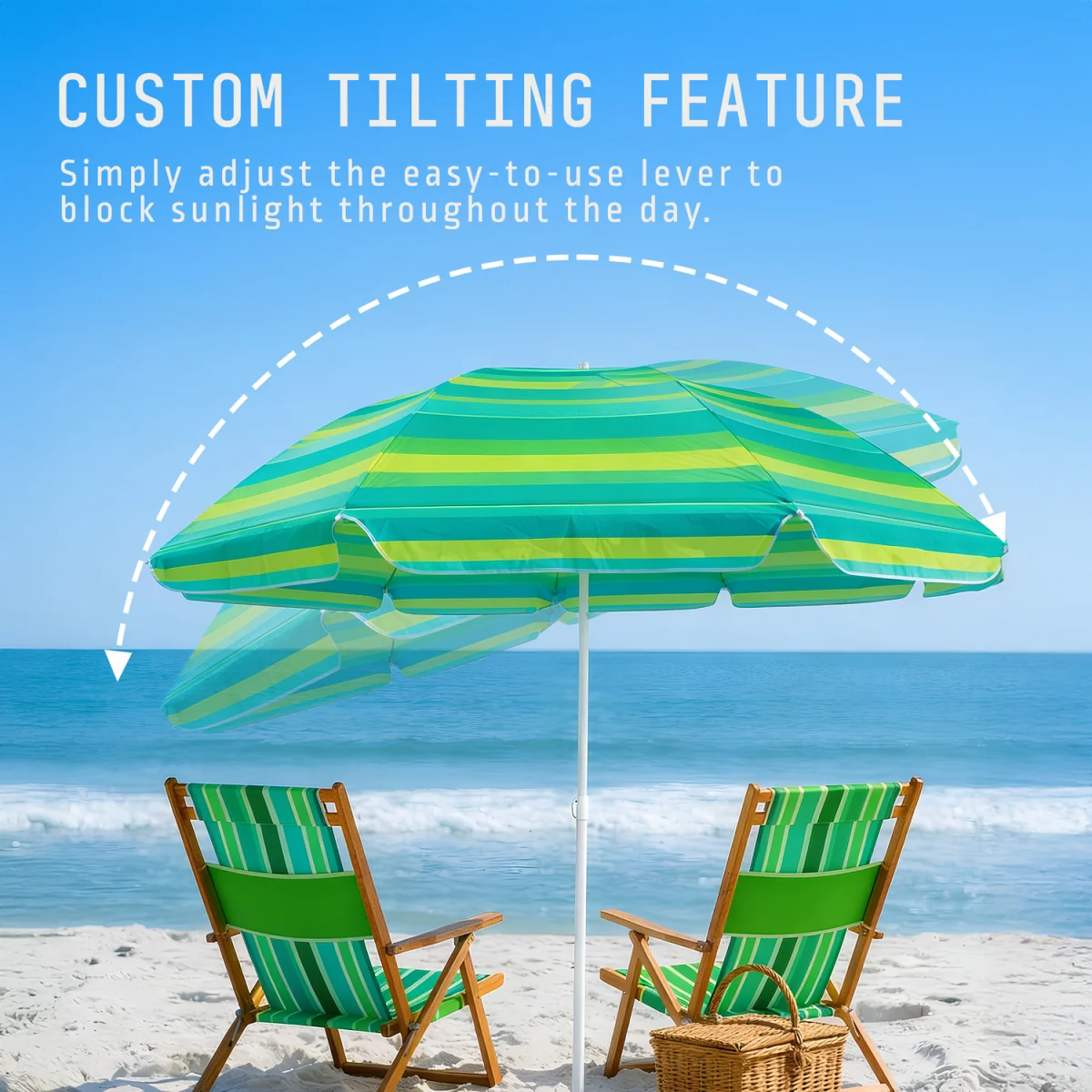 Beach Umbrella with Bag - Multi Blue / 160cm – image 6