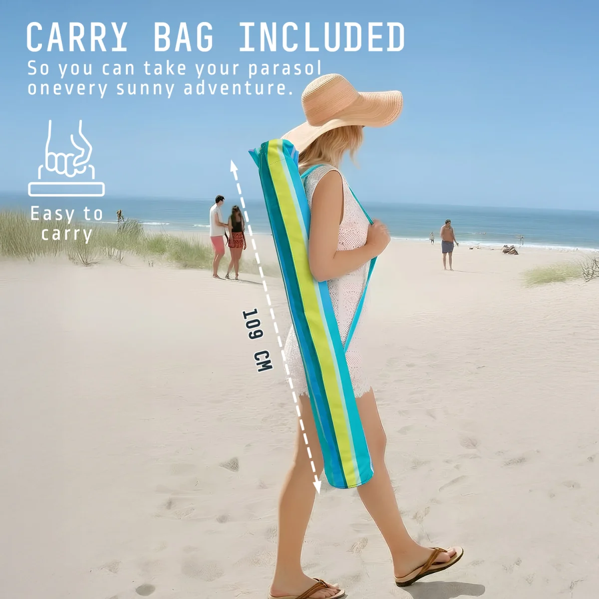 Beach Umbrella with Bag - Multi Blue / 160cm – image 8